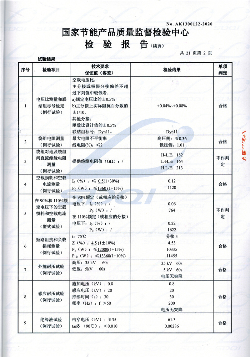 高低压试验报告-S11-1250南澳南澳南澳油浸式变压器-2.jpg